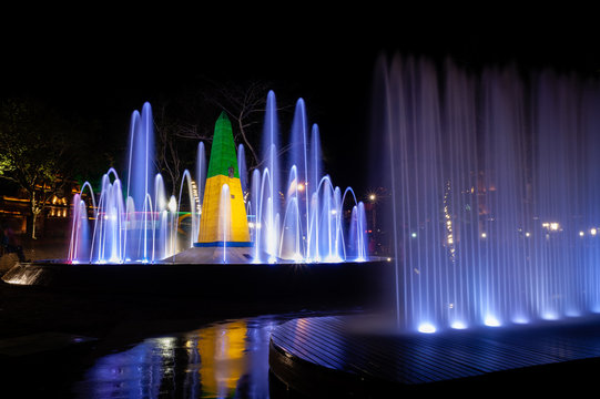 Landmark of the three borders. Foz do Igua&ccedil;u. Brazil.