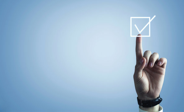 Man hand touching in checkbox. Business concept
