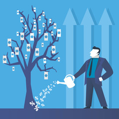 Interest income, Credit Money Tree. Business concept illustration