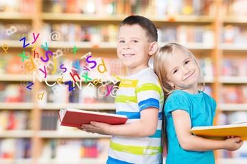 Young cute girl reading book