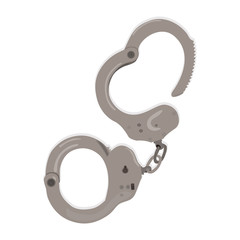 Silver handcuffs isolated on white background. Realistic style.