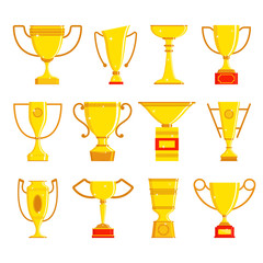 Vector illustration set of winner's cups isolated on white background.