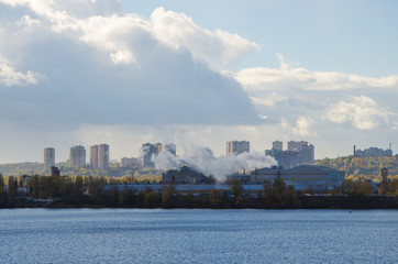 Obraz premium View on industrial city of Kyiv.