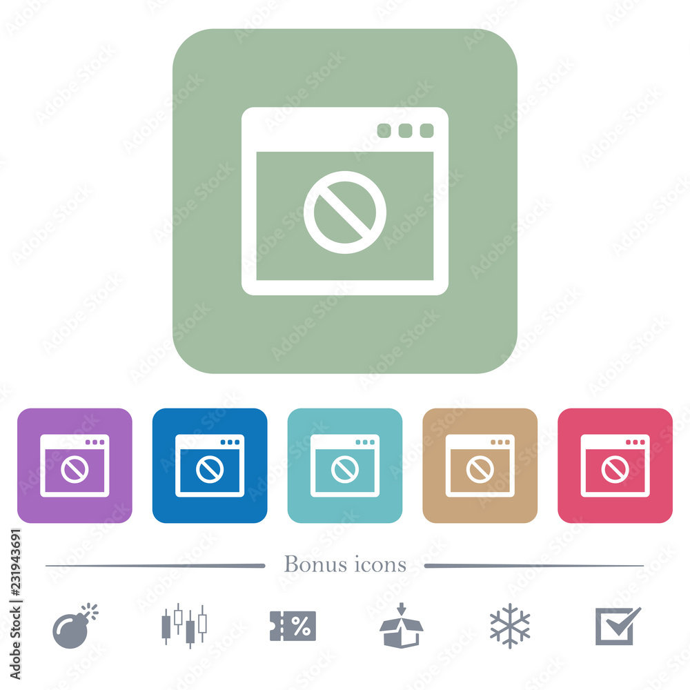 Poster disabled application flat icons on color rounded square backgrounds