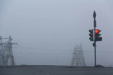 Traffic light in the fog, Norilsk