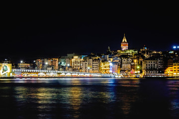 Fototapeta na wymiar cityscape of istanbul coast in evening