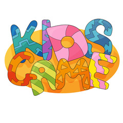 Kids Game Vector Background in Cartoon Style. Bright Funny Banner for Children