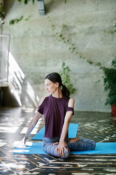 Woman stretching after yoga practice