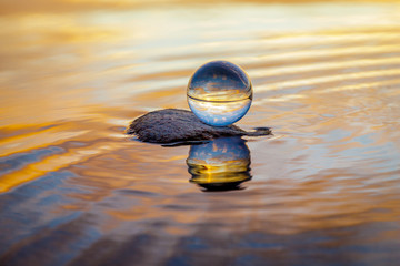 beautiful transparent glass ball flips the view upside down