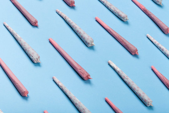 Pink & Bubble Joints Pattern on Blue Background