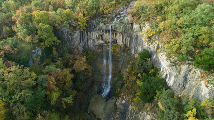 Fototapeta na wymiar Benkovski Waterfall (Benkovski slap kod Pićana, Istra) is a favourite tourist destination in Istria. The waterfall is around 18-meters high.