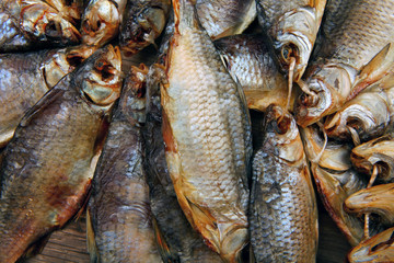 Dried Fish Vobla wooden table 