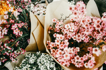 Flower Bunches in Brown Paper