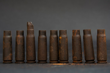 Used rusty shot cartridges