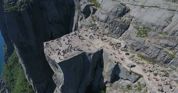 Preikestolen (Preacher's Pulpit, Preacher&rsquo;s Chair) is popular 604-metre cliff with flat top with panoramic views. It is in Songesand over glacial fjord Lysefjord. Norway