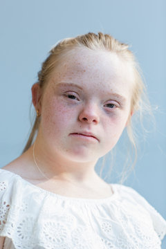 Portrait of girl with down syndrome