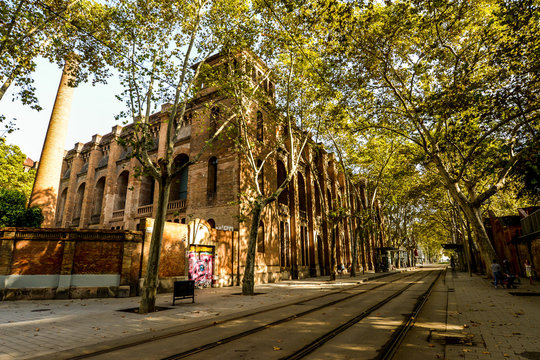 The tram line in Barcelona