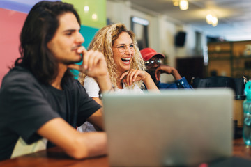 Group of young workers meeting at modern office.