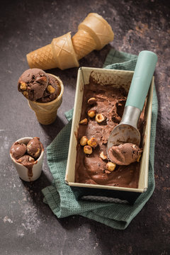 Chocolate and hazelnut icecream