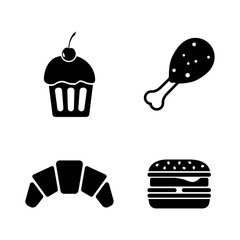 Junk Food. Simple Related Vector Icons Set for Video, Mobile Apps, Web Sites, Print Projects and Your Design. Junk Food icon Black Flat Illustration on White Background.