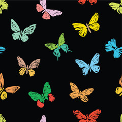 Seamless pattern of butterflies sketches