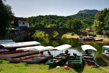 Arched bridge over the river