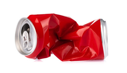 Compressed cans isolated on white background
