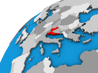 Croatia on 3D globe.