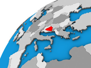 Bosnia and Herzegovina on 3D globe.