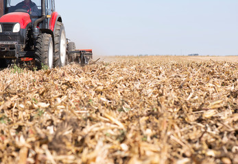 Tractor working in the field