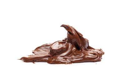 Cream chocolate spreading isolated on white background