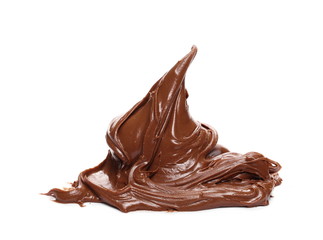 Cream chocolate spreading isolated on white background