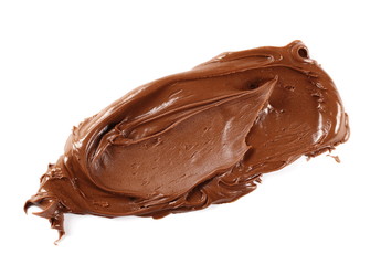 Cream chocolate spreading isolated on white background, with clipping path, top view