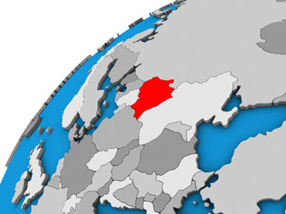 Belarus on 3D globe.