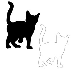 isolated silhouette cat, outline