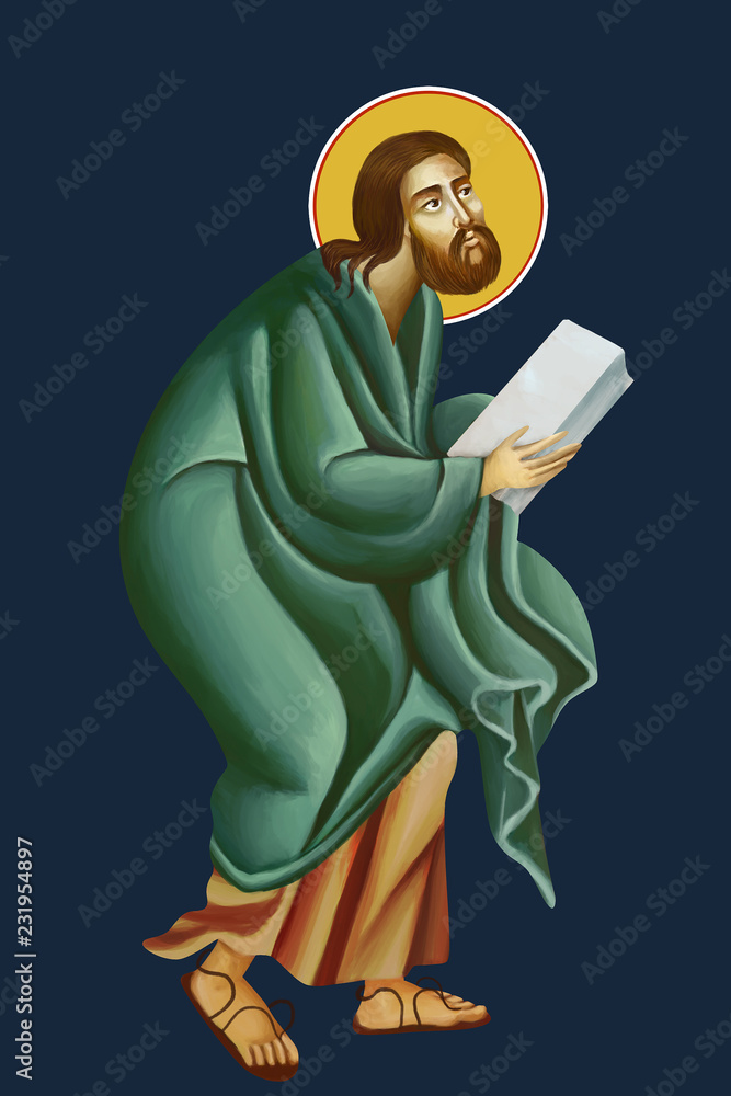 Wall mural figure of the saint. illustration - fresco in byzantine style. part of fresco the holy transfigurati