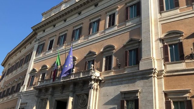 View of the montecitorio's Palace in Rome, seat of the italian government.