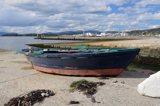 wooden fishing boat moored