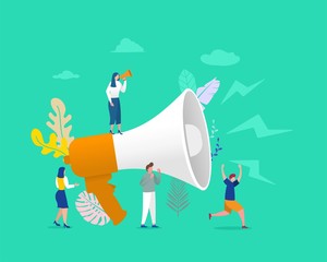 Group of people shouting on megaphone vector illustration concept, can use for, landing page, template, ui, web, mobile app, poster, banner, flyer