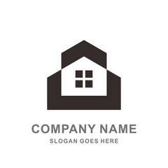 Simple Building House Shape Architecture Interior Construction Real Estate Business Company Stock Vector Logo Design Template
