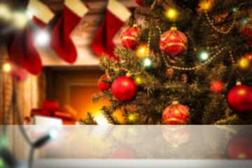 Christmas table background of free space for your decoration. 