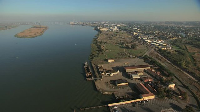 Aerial USA San Francisco Bay Antioch Park Wildlife wetlands