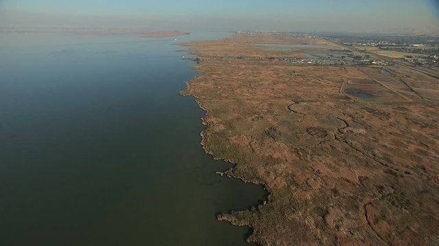 Aerial USA San Francisco Bay marshland wildlife River delta