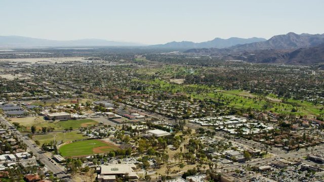 Aerial view of desert oasis city of Palm Springs California USA