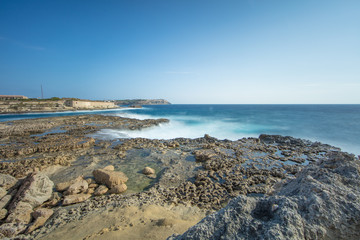 Fototapeta na wymiar Punta de Migjorn, Fort Marlborough, Menorca, Long Exposure 25 sec