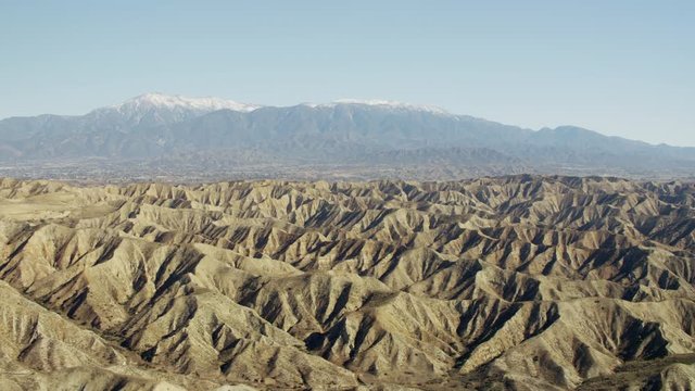 Aerial view of mountain range outside city of Los Angeles