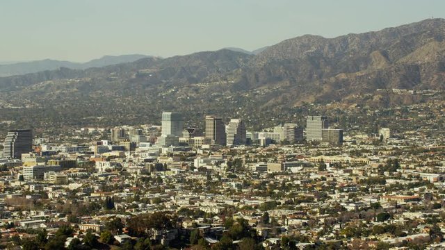 Aerial view of community of Burbank Glendale in Los Angeles USA