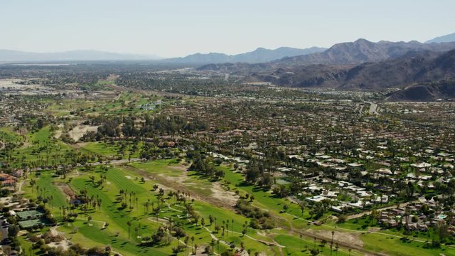 Aerial view of suburban homes and highways Palm Springs USA