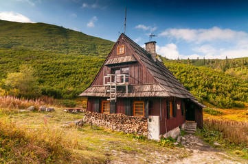 Mountain hut in Gasienicowa Valley, Tatra Mountains, Poland.