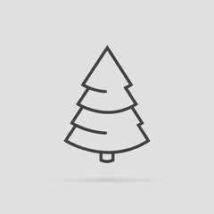 Fototapeta premium Christmas tree icon in flat style isolated on grey background.